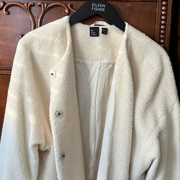 Lux Eileen Fisher Ivory Alpaca Wool Cocoon Coat - Picture 12 of 12